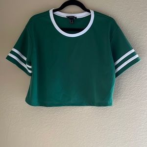 Green athletic crop top